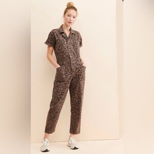 Pistola Denim Grover Short Sleeve Jumpsuit Leopard Print - size S